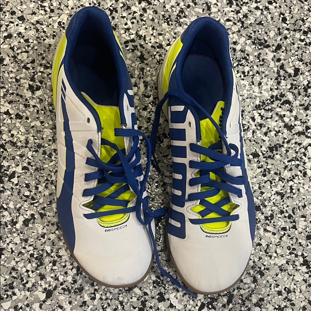 Puma White and Blue Sneakers with Yellow Highlights